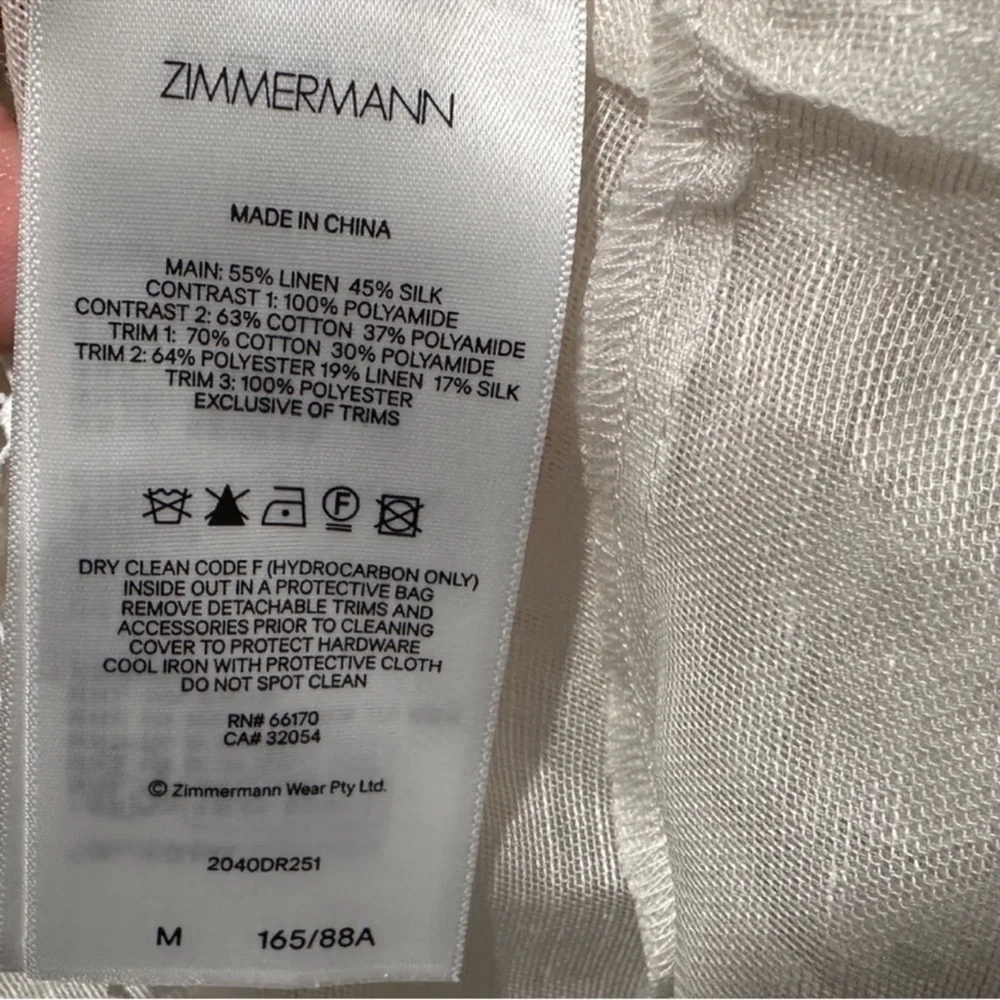 New Authentic Zimmermann Crush Heart Trim Long Sleeve Minidress Size Medium - Picture 12 of 13